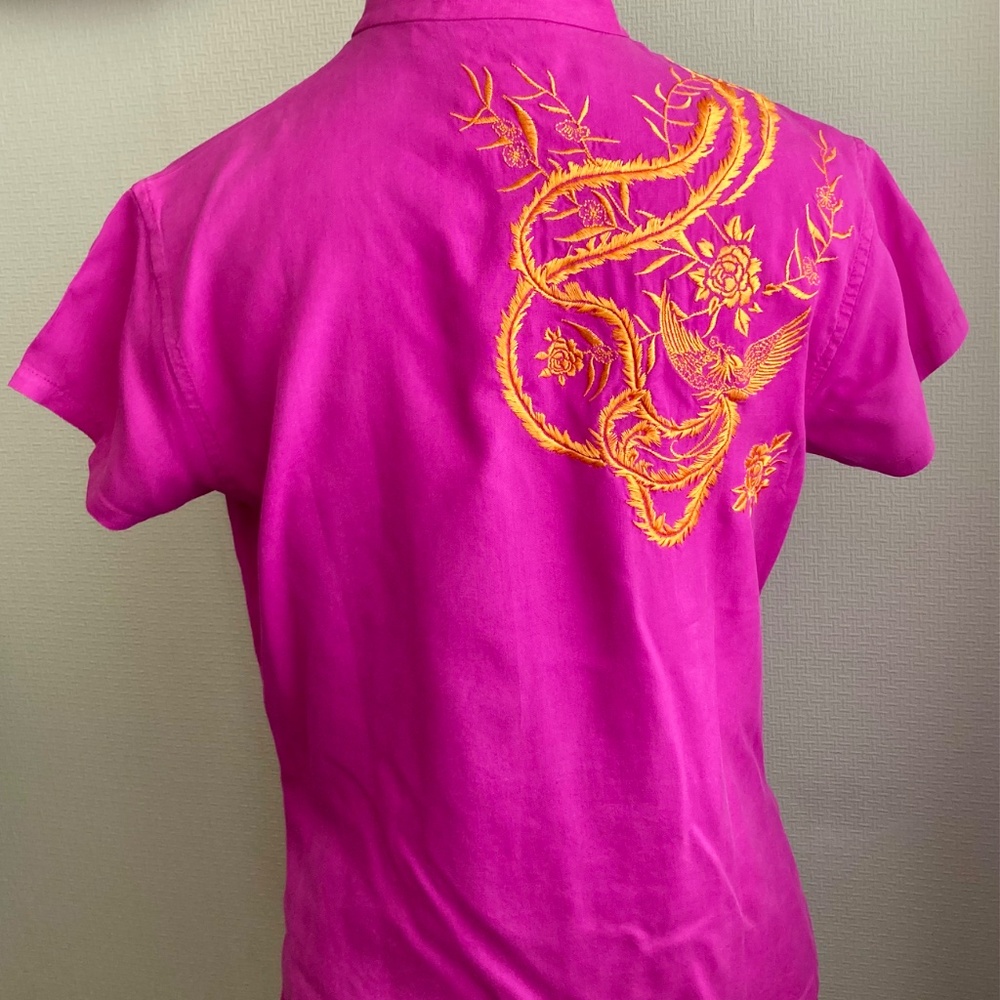 Shanghai Tang Magenta Embroidered Blouse With Pho… - image 4